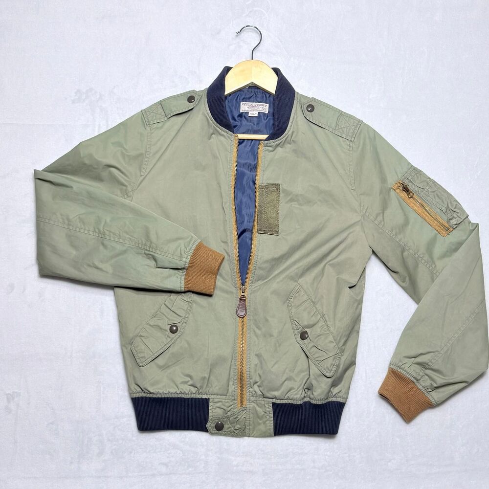 J.Crew Wallace & Barnes MA-1 Bomber Jacket Mens XS Olive Green Flight Talon Zip